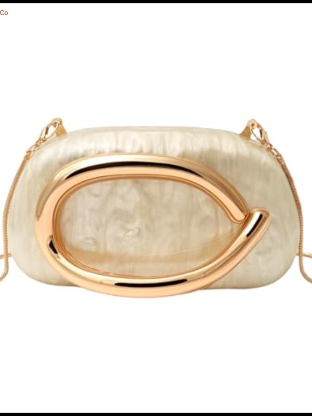 Acrylic Clutch Evening Bag with Metal Handle & Chain Strap